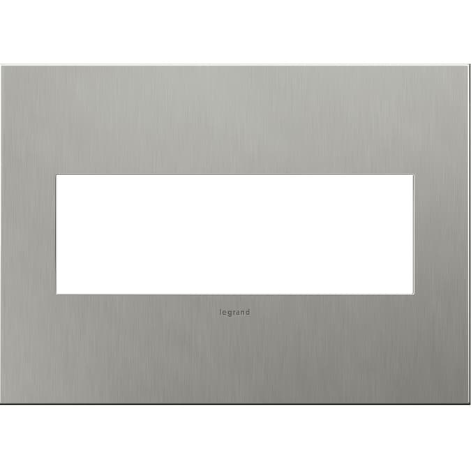 Legrand adorne 3-Gang Specialty Size Brushed Stainless Steel Metal Indoor Screwless Square Wall Plate