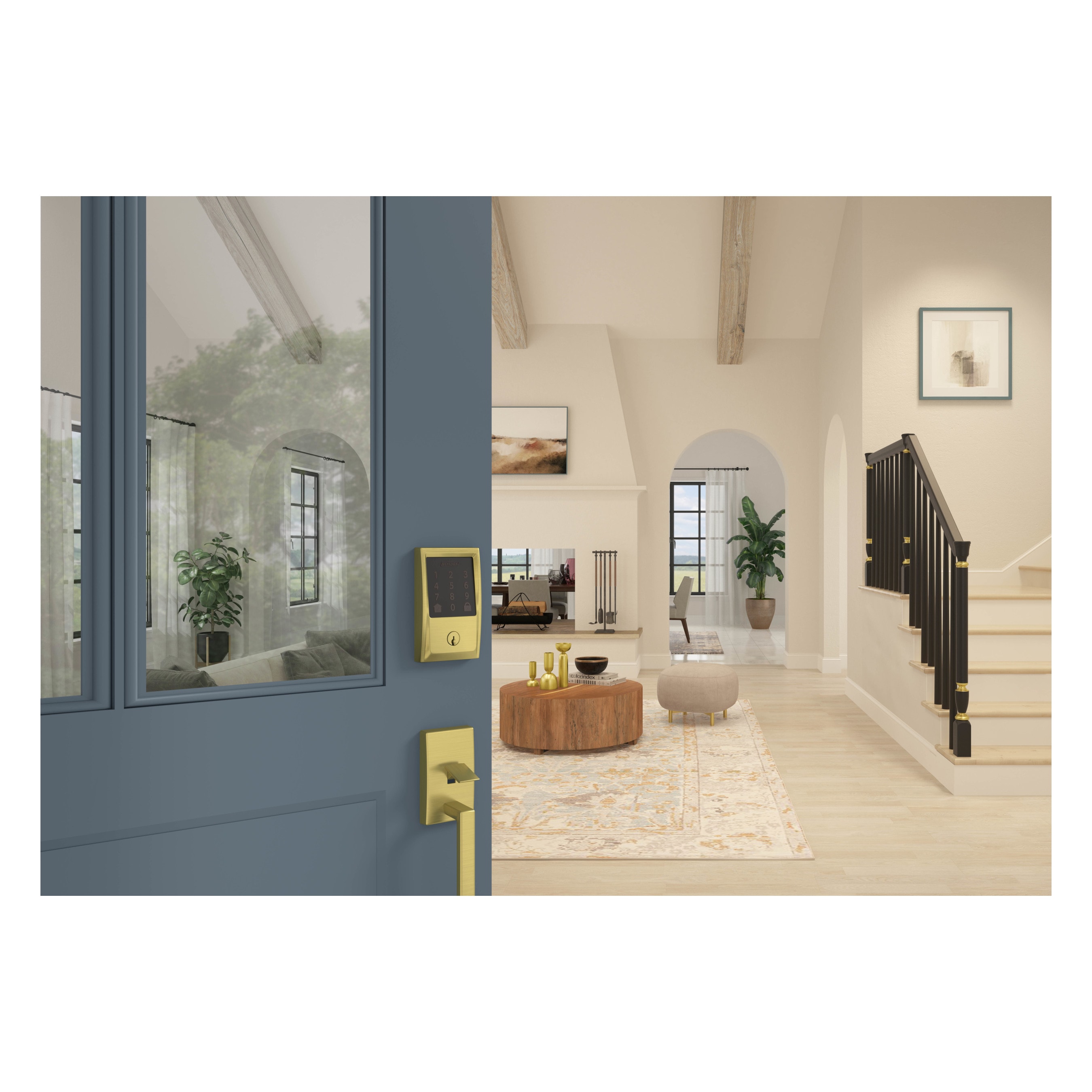 Encode Century Satin Brass Smart Lock Electronic Deadbolt with Wifi Bluetooth and Touchscreen Keypad - Image 3