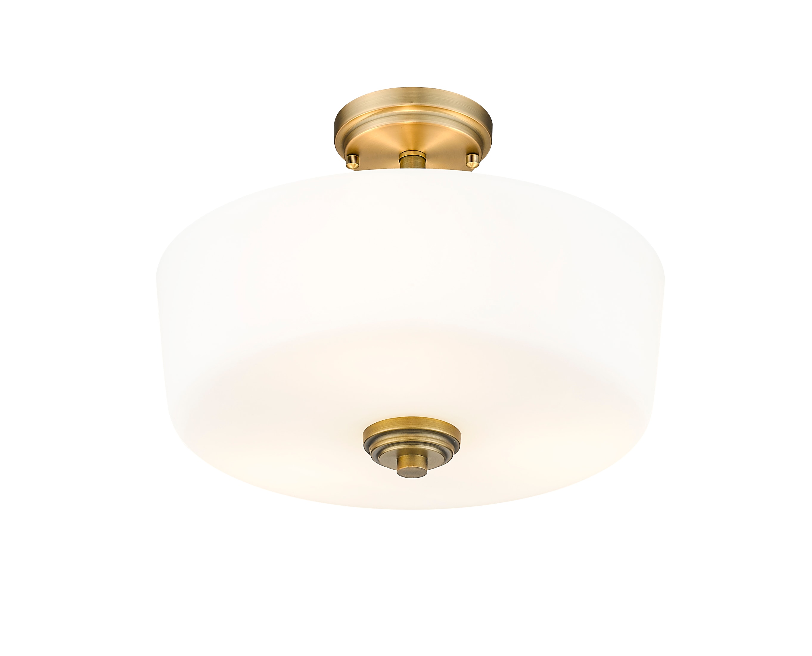 Arlington 3 -Light 14.75-in Satin Brass Semi Flush Mount Light - Image 3