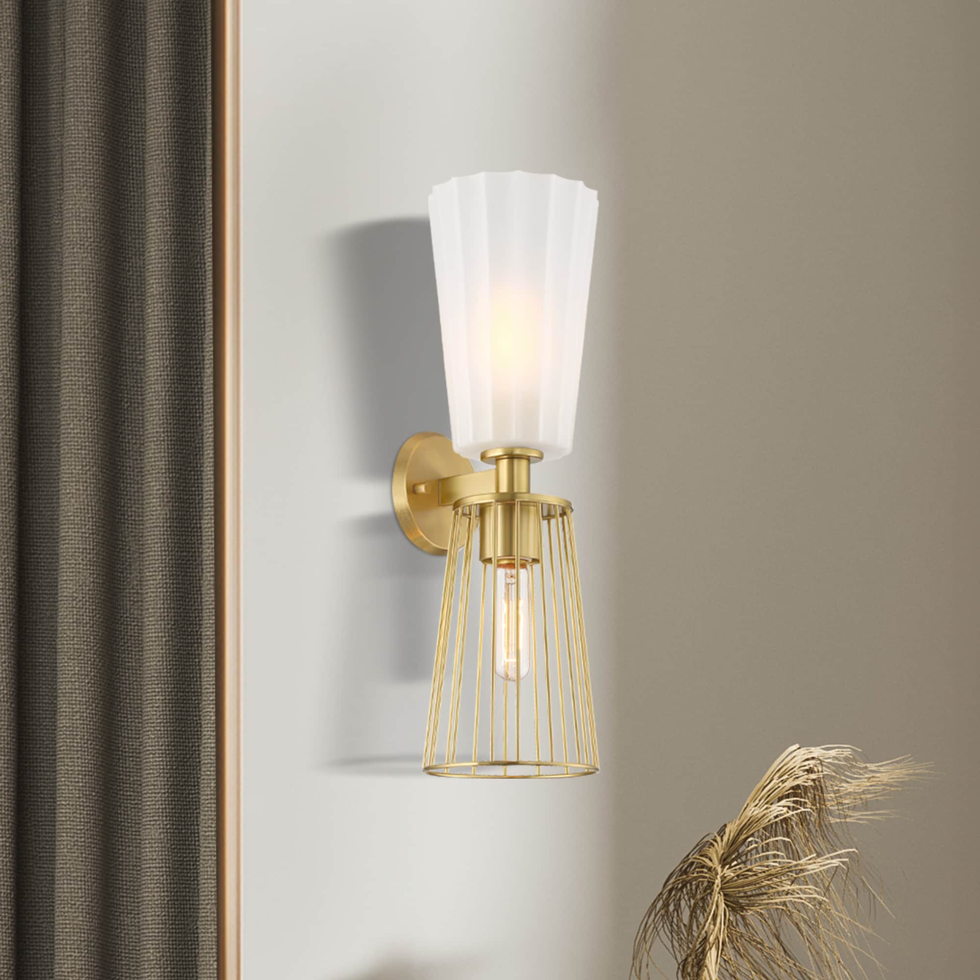 Liana 6-in W 2 -Light Brushed Gold Wall Sconce