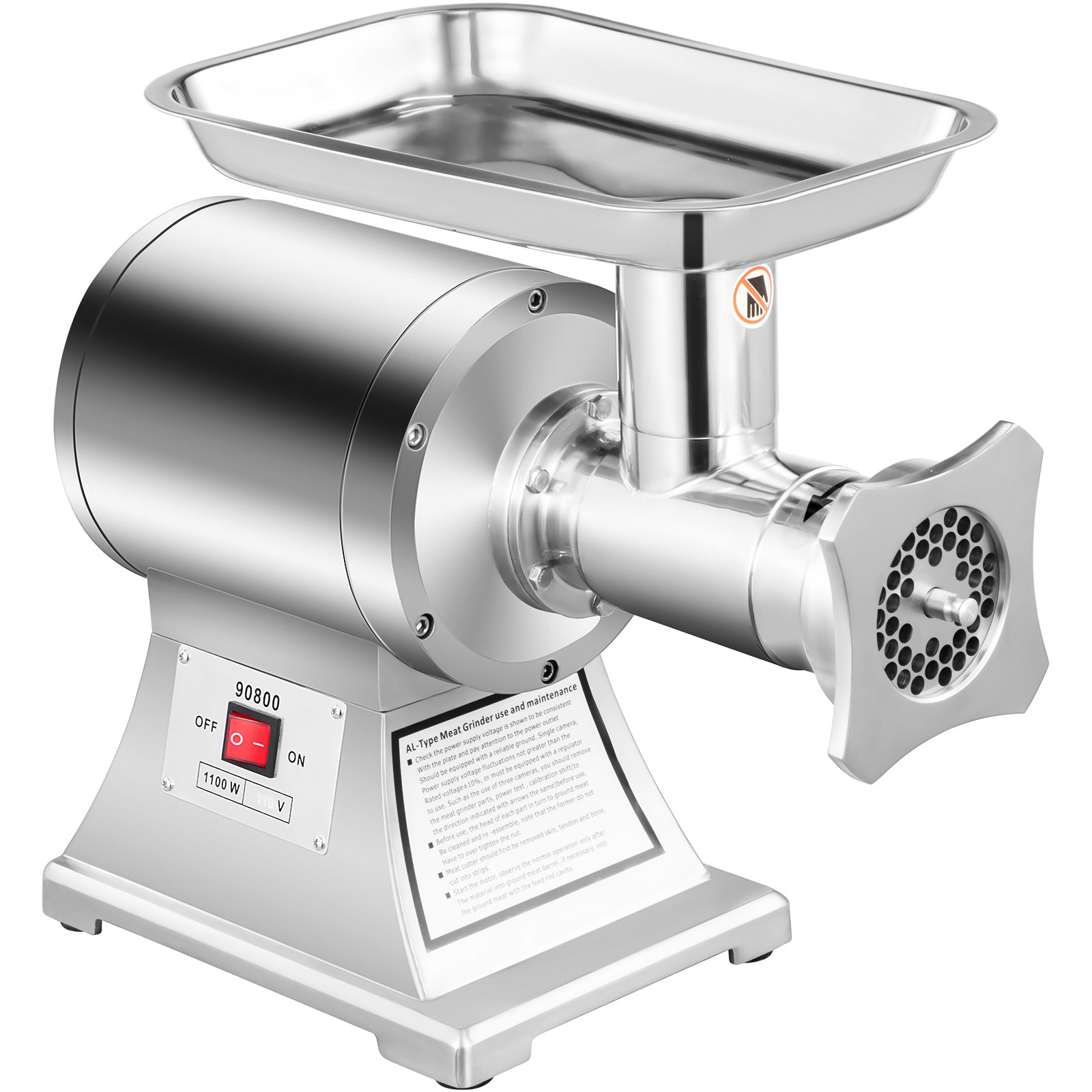 550 LBs/H 1100W 193 R/Min Commercial/Residential Course Grind Stainless steel Electric Meat grinder 1100 -Watt