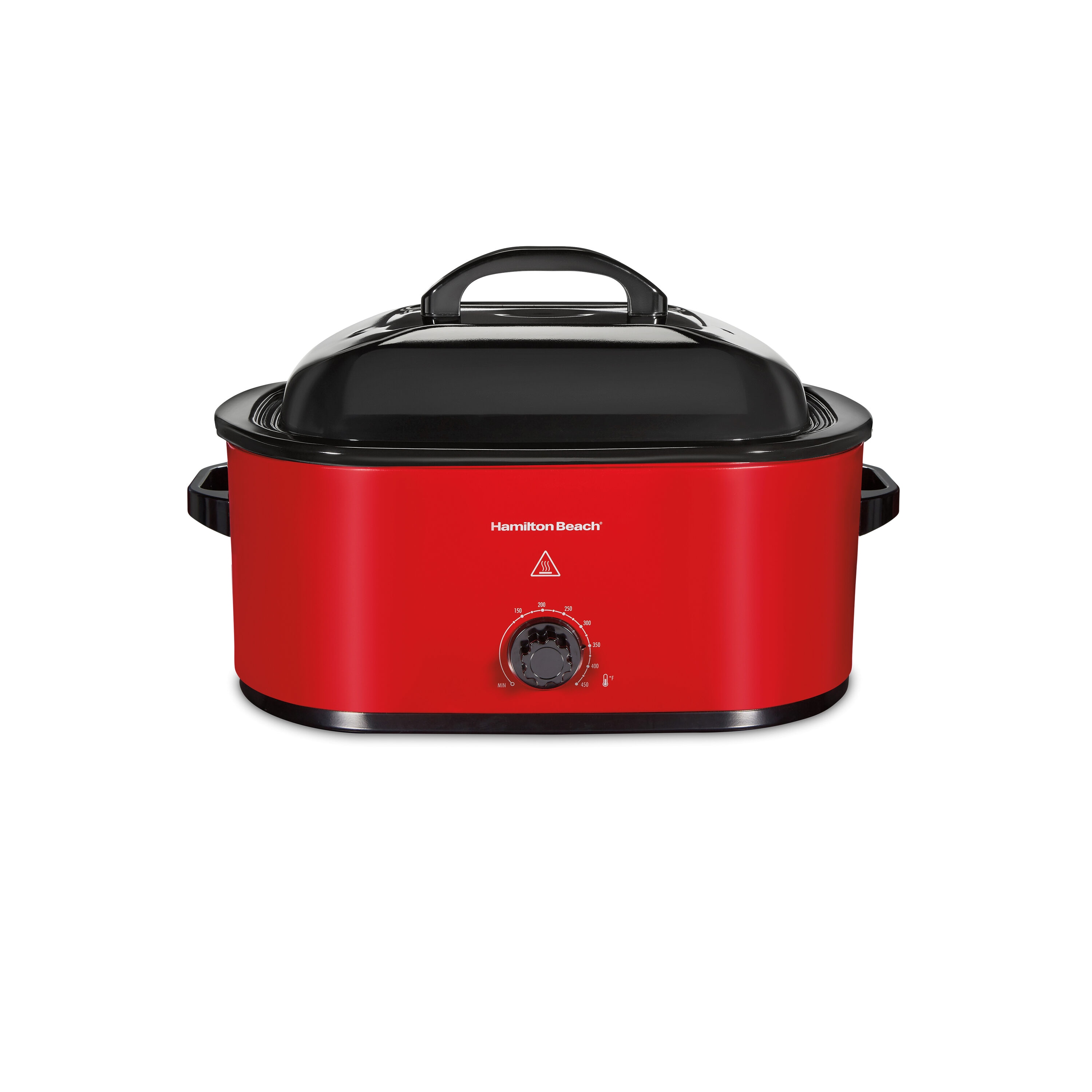 22-Quarts Red Aluminum Oval Roaster Oven with Metal Lid