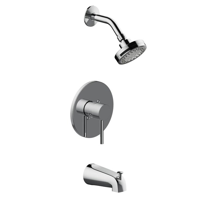 Design House Eastport II Polished Chrome 1-handle Multi-function Round Bathtub and Shower Faucet Valve Included