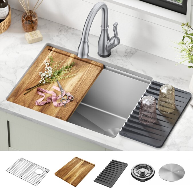Delta 19-in x 24-in 1-Basin Stainless Steel Undermount Laundry Sink with Drain