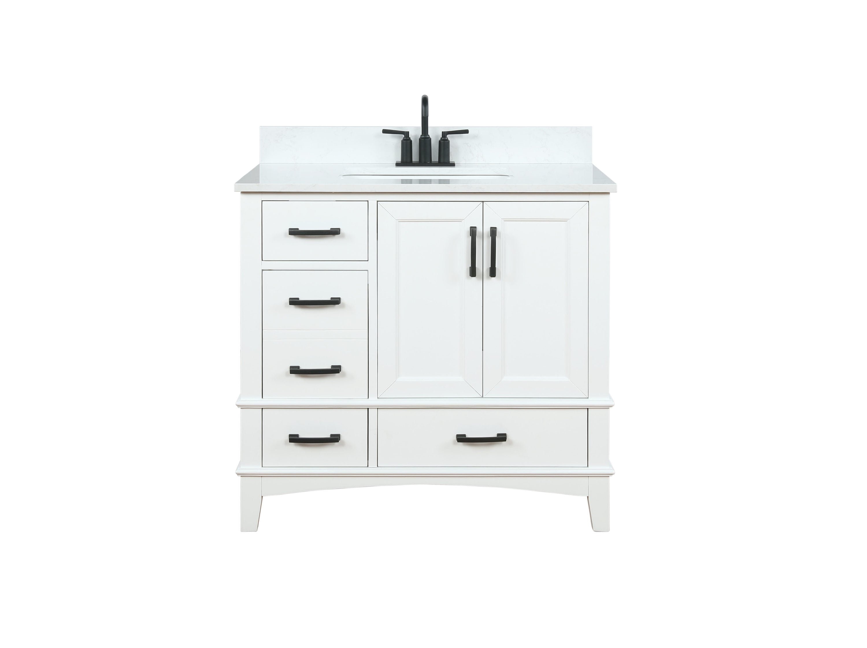 Emily 36-in White Single sink Bathroom Vanity with Carrara Cultured Marble Cultured marble Top