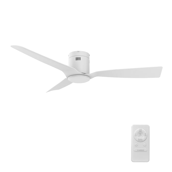 CARRO USA Modena 52-in White Indoor Flush Mount Ceiling Fan and Remote (3-Blade)