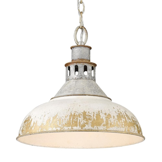 Golden Lighting Kinsley Aged Galvanized Steel Farmhouse Dome Medium Hanging Pendant Light