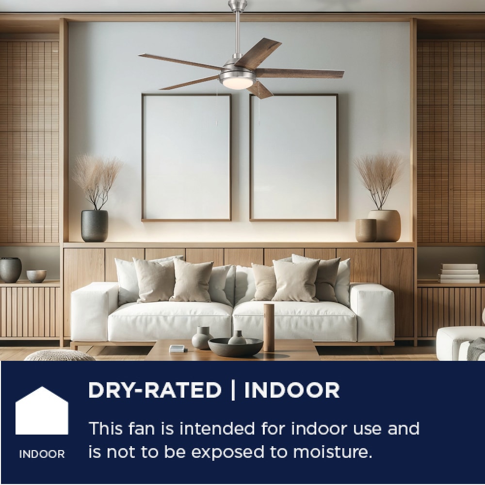 Amberwood 52-in Color-Changing Integrated LED Brushed Nickel with Walnut/Silver Blades Ceiling Fan With Light ( 5 -Blade ) - Image 4