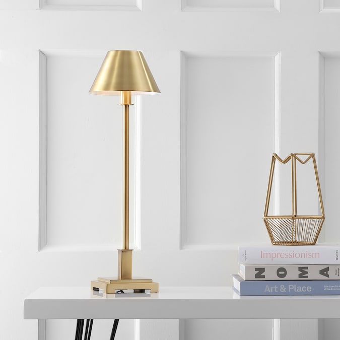 JONATHAN  Y Roxy Metal Transitional 26-in Brushed Brass Gold Led, Rotary Socket Table Lamp with Metal Shade