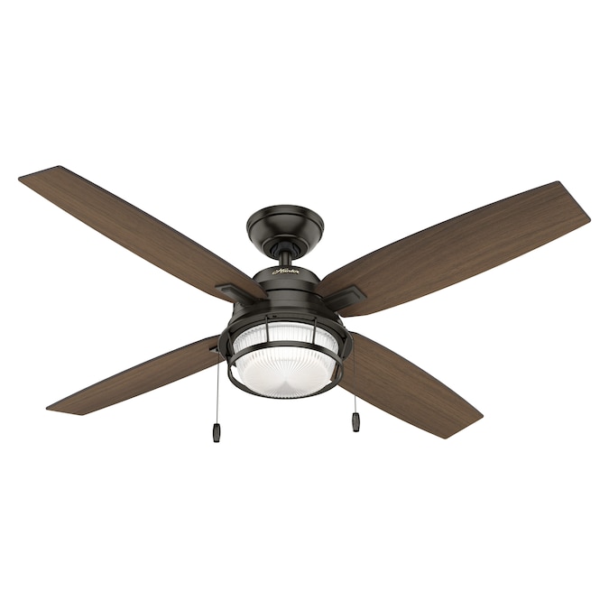 Hunter Ocala 52-in Noble Bronze with Roasted Maple/Washed Walnut Blades LED Indoor/Outdoor Ceiling Fan with Light (4-Blade)