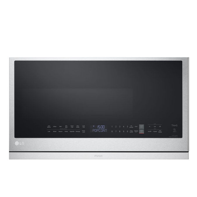 LG ExtendaVent 2.1-cu ft 1050-Watt 29.88-in Over-the-Range Microwave with Sensor Cooking (Printproof Stainless Steel)