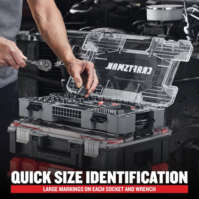 CRAFTSMAN OVERDRIVE 80-Piece Standard (SAE) and Metric Gunmetal Chrome Mechanics Tool Set with Hard Case - Image 6