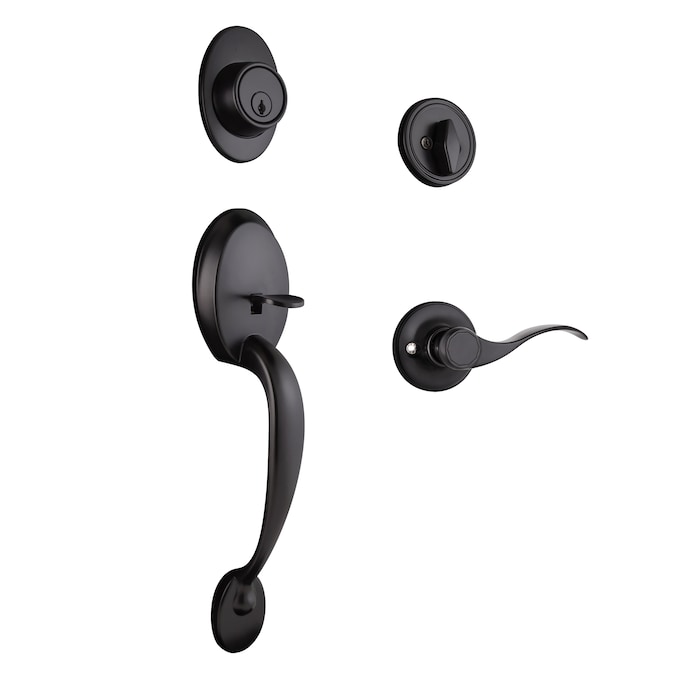 Design House Springdale Matte Black Single-Cylinder Deadbolt Keyed Entry Door Handleset Lever
