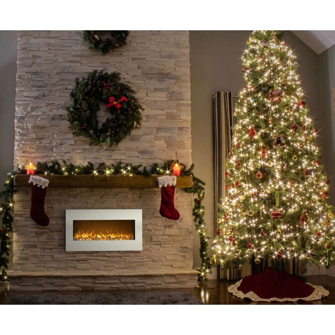 Hastings Home 36-in W White LED Wall-mount Electric Fireplace with Remote Control Included - Image 4