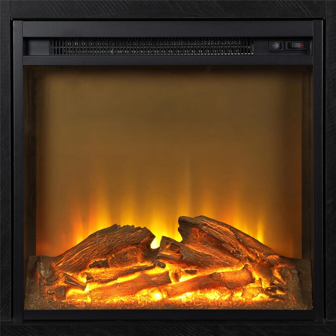 Ameriwood Home 47.24-in W Black Oak TV Stand with Fan-forced Flat Wall Electric Fireplace - Image 9