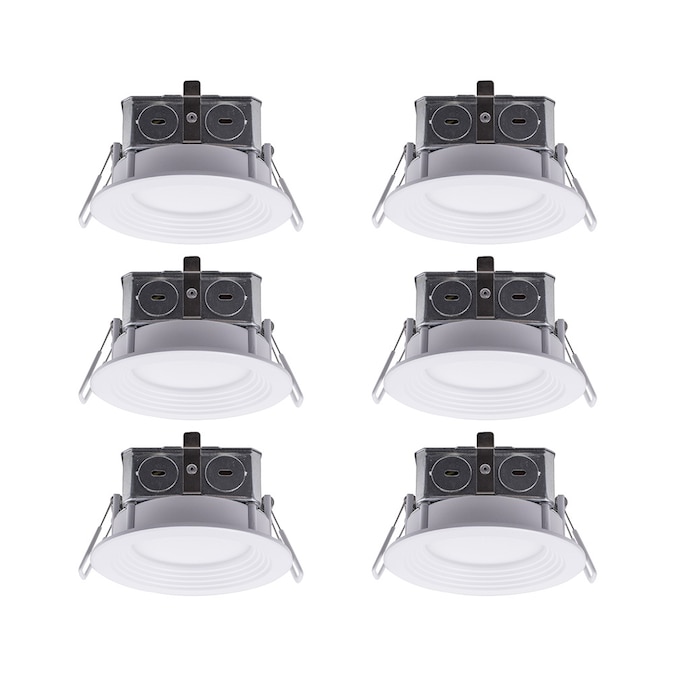 Utilitech Color Changing White 4-in 580-Lumen Switchable Round Dimmable LED Canless Shower Recessed Downlight (6-Pack)