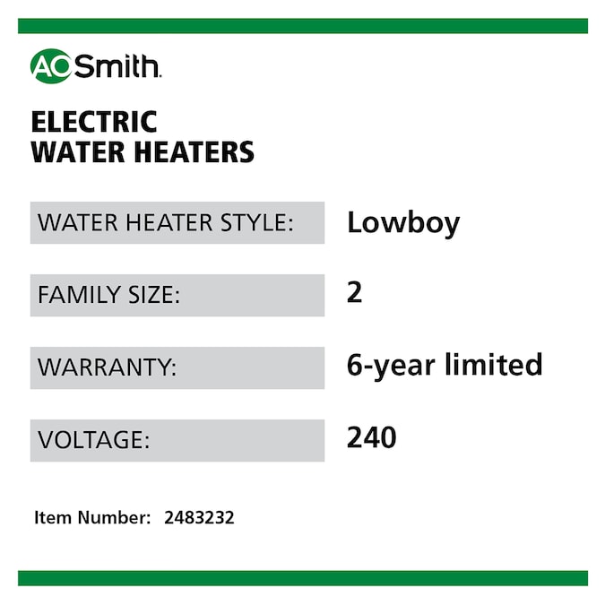 A.O. Smith Signature 100 28-Gallons Lowboy 6-year Warranty 3800-Watt Double Element Electric Water Heater - Image 11