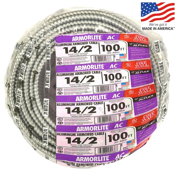Southwire Armorlite 100-ft 14/2 Solid Aluminum BX/AC Armored Cable