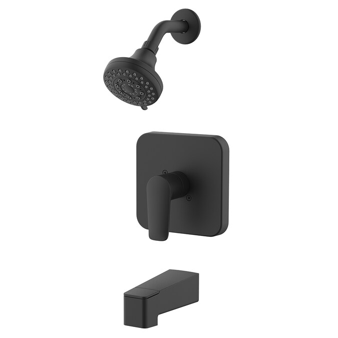 allen + roth Dunmore Matte Black 1-handle Multi-function Round Bathtub and Shower Faucet Valve Included
