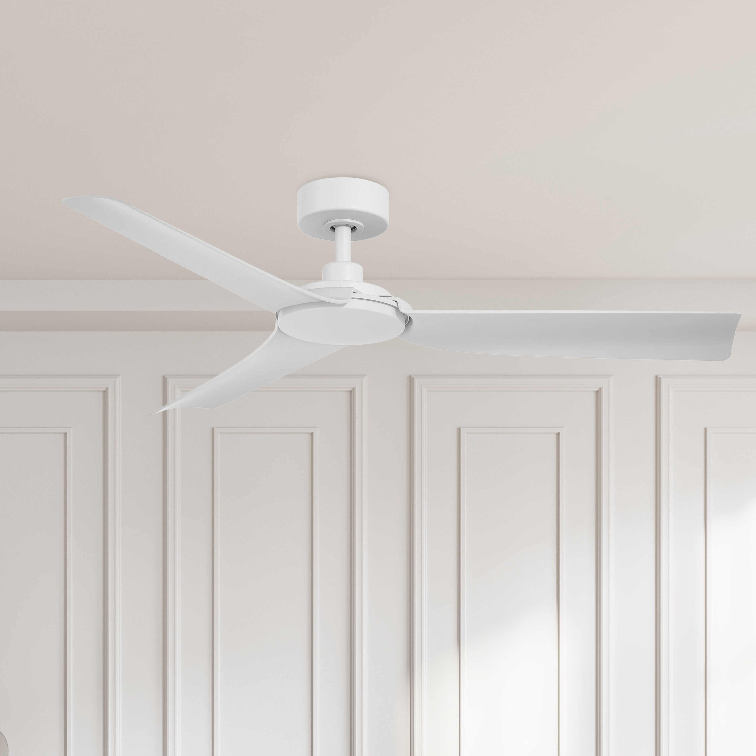 Lochwood 52-in Outdoor Matte White with Matte White Blades Ceiling Fan Without Light - Remote Included ( 3 -Blade )