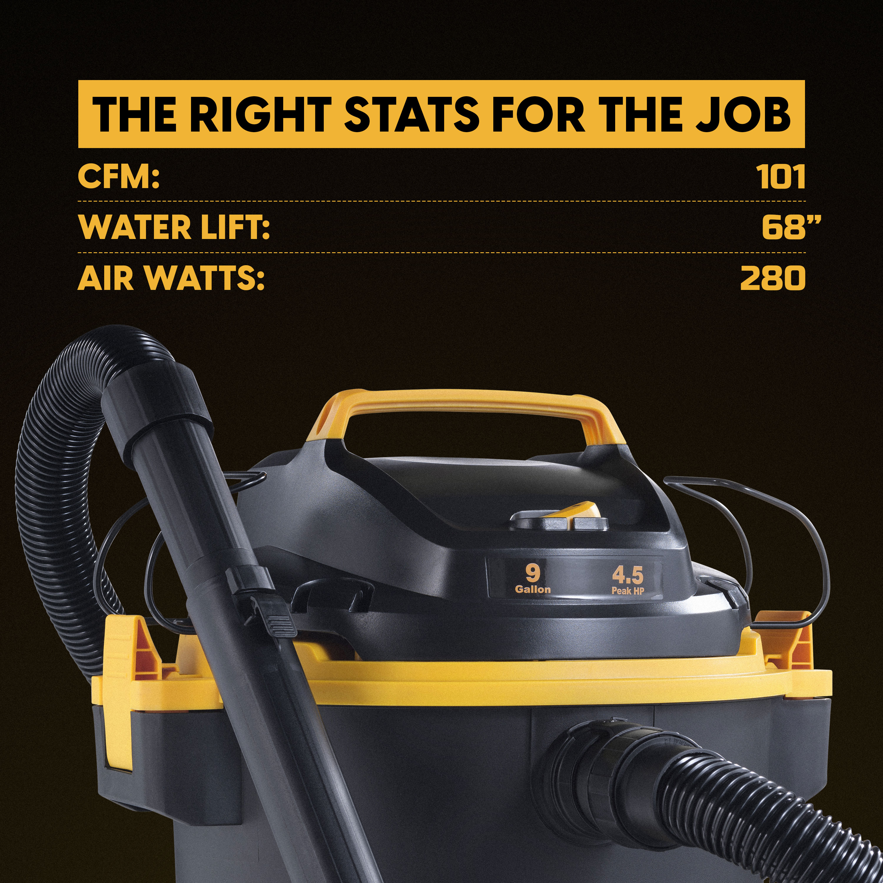 9-Gallon 4.5 HP Corded Wet/Dry Shop Vacuum with Accessories Included - Image 2