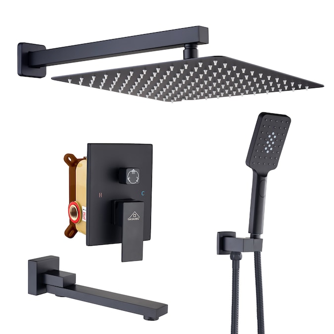 CASAINC Matte Black 10-in Built-In Shower Faucet System with 3-way Diverter (Pressure-balanced Valve Included) - Image 2