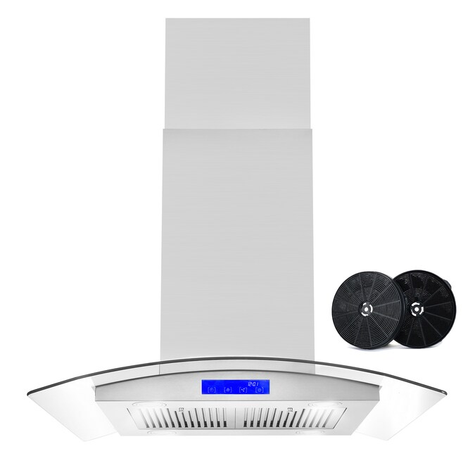 Cosmo 30-in 380-CFM Ductless Stainless Steel Island Range Hood with Charcoal Filter