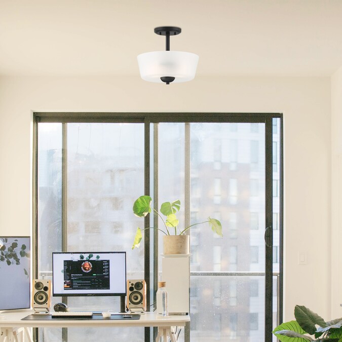 Designers Fountain Malone 2-Light 12-in Matte Black Semi mount light