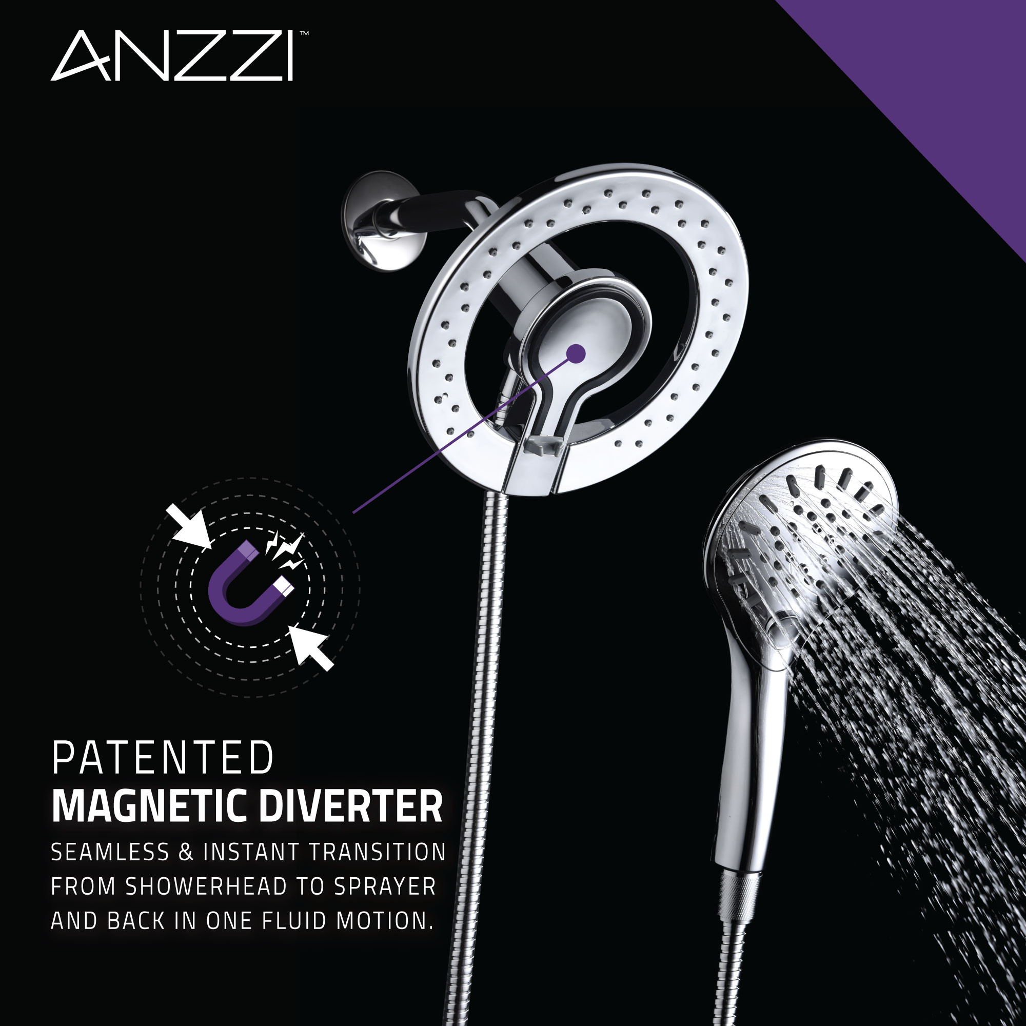 Valkyrie 3.0 -Spray Polished chrome 7.48-in Round Dual/Combo High Pressure Rain Shower Head 1.8 GPM - Image 5