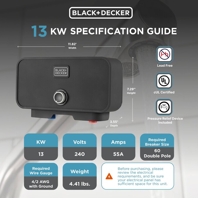 BLACK+DECKER Pou 240-Volt 13-kW 2.6-GPM Point Of Use Tankless Electric Water Heater - Image 3