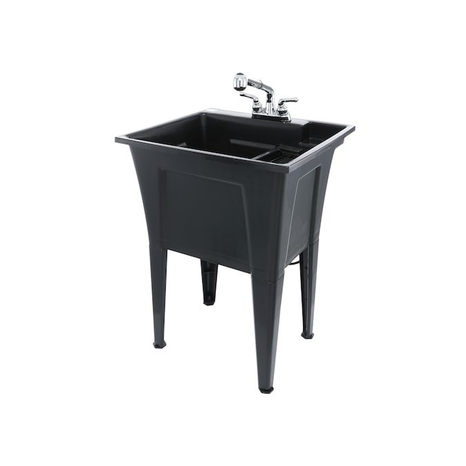 RuggedTub 24.25-in x 22-in 1-Basin Black Freestanding Utility Tub with Drain and Faucet - Image 6