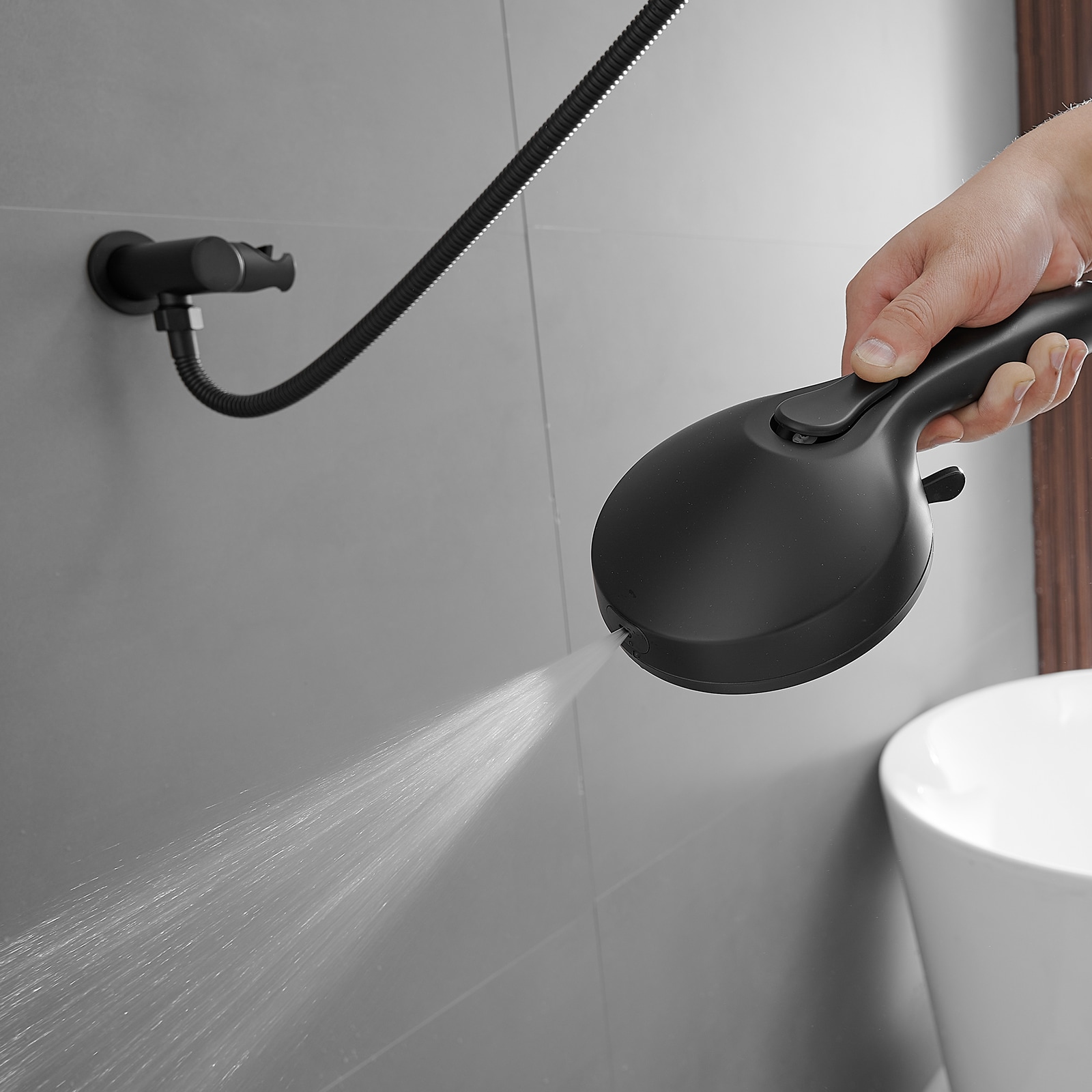 Matte Black 1-handle Multi-function 13.58-in Round Shower Faucet with Valve - Image 10