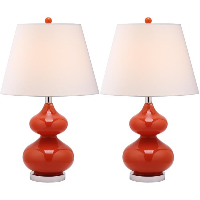 Safavieh Eva Modern/Contemporary Medium Base (e-26) Lamp Set with White Shades