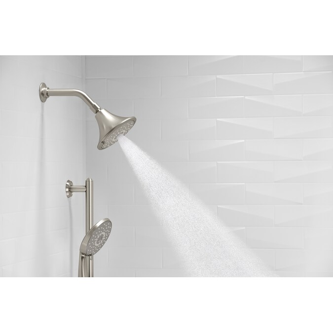 ER Forte Vibrant Brushed Nickel 5.5-in Round Fixed Shower Head 1.75-GPM (6.6-LPM) - Image 3