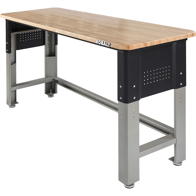 Kobalt 72-in L x 40.8-in H Silver Wood Adjustable Height Work Bench
