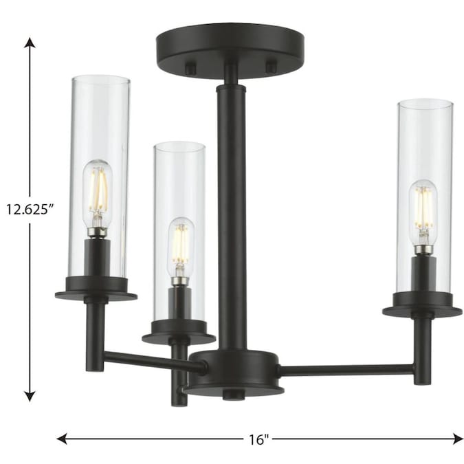 Progress Lighting Kellwyn 3-Light 16-in Matte Black Semi Flush Mount Light - Image 4