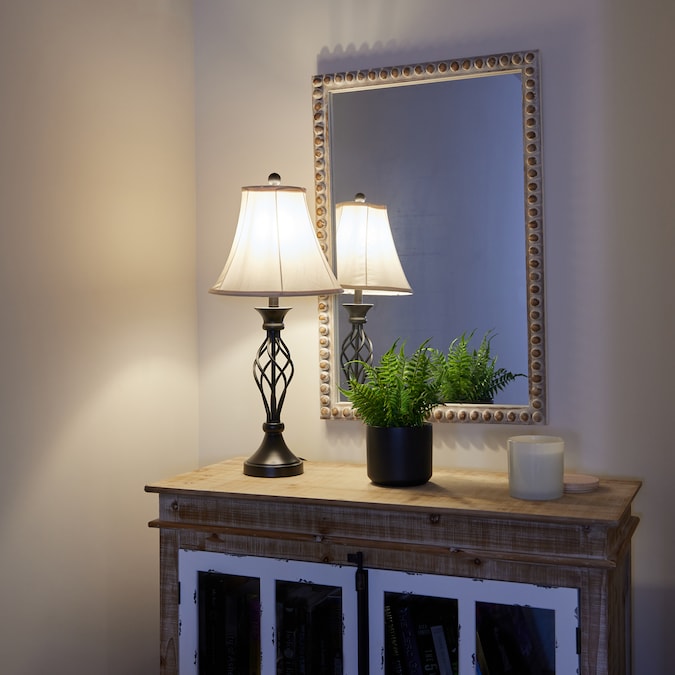 allen + roth Clairiby Transitional Medium Base (e-26) Lamp Set with Off-white Shades - Image 10