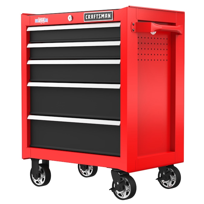 CRAFTSMAN 2000 Series 26.5-in W x 34-in H 5-Drawer Steel Rolling Tool Cabinet (Red)