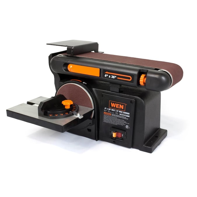 WEN 4.3-Amp Benchtop Belt and Disc Sander with 4x36-Inch Belt and 6x6-Inch Disc, Cast Iron Base, 0-90 Degree Belt Tilt