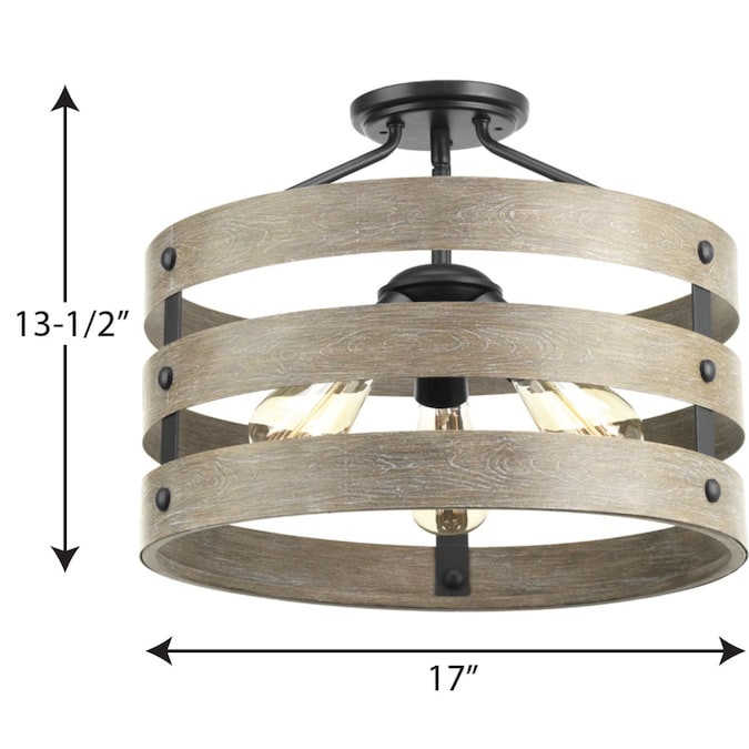 Progress Lighting Gulliver 3-Light 17-in Black Semi Flush Mount Light - Image 10