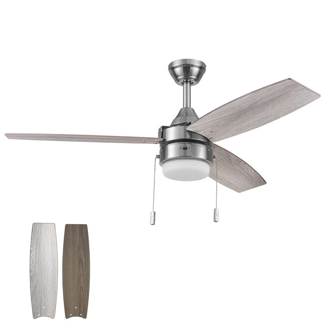 Honeywell Berryhill 48-in Brushed Nickel with Gray Oak Blades Color-changing Integrated LED Indoor Ceiling Fan with Light (3-Blade)