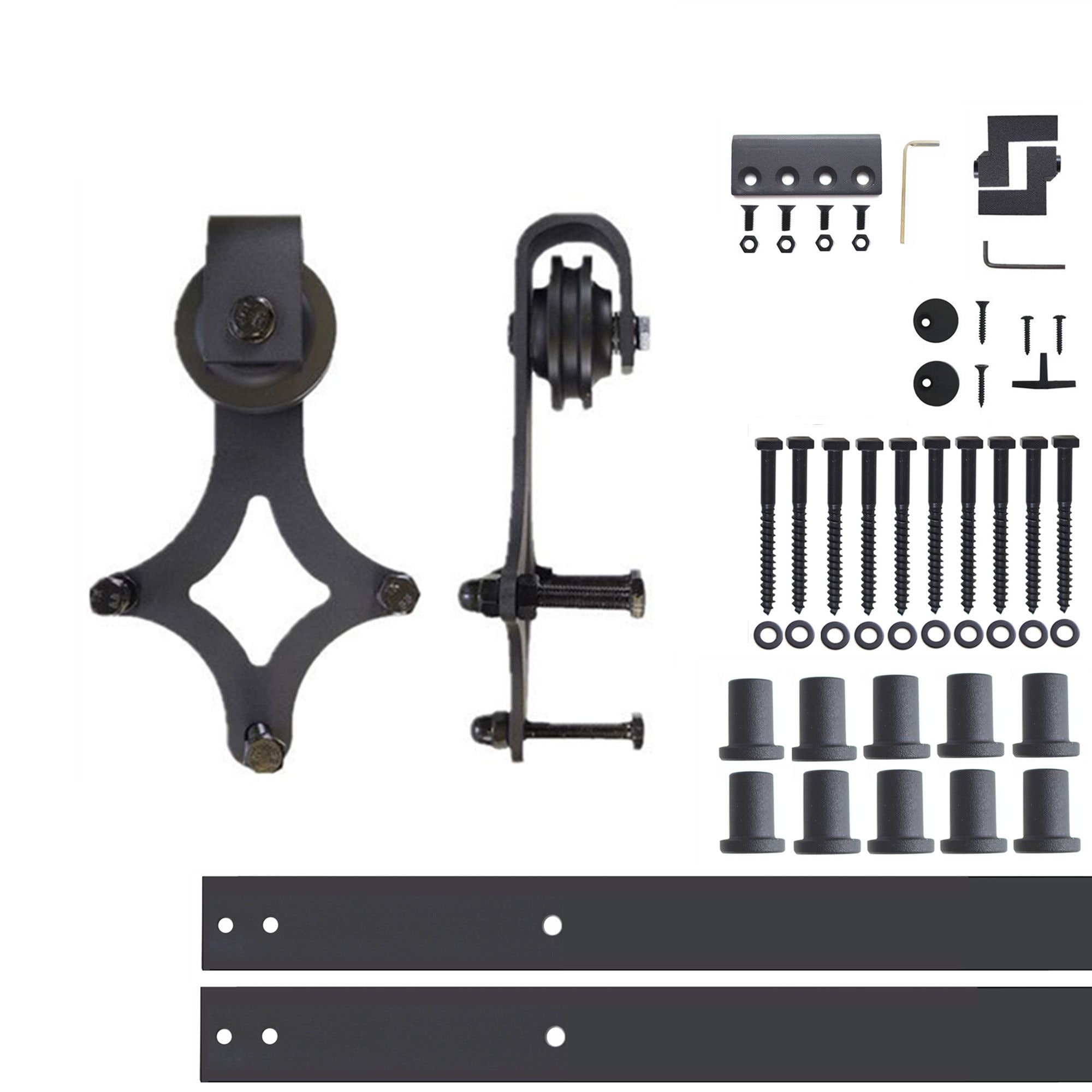 156-in Rustic black Black Indoor Diamond Single Barn door hardware kit
