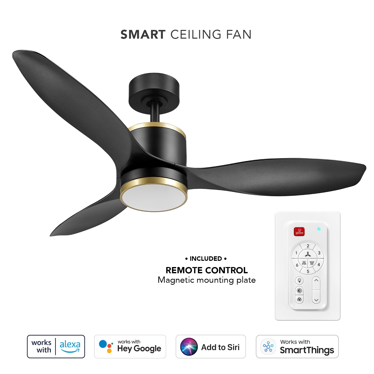 48-in Color-Changing Integrated LED Smart Black with Matte Blades - Remote Included ( 3 -Blade ) - Image 10