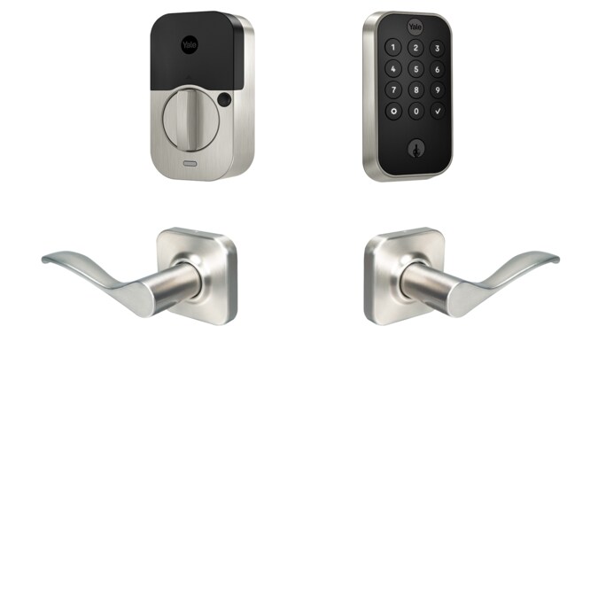 Yale Assure Lock 2 Norwood Bundle Satin Nickel Smart Lock Electronic Deadbolt and Handleset with Wifi Bluetooth Keypad