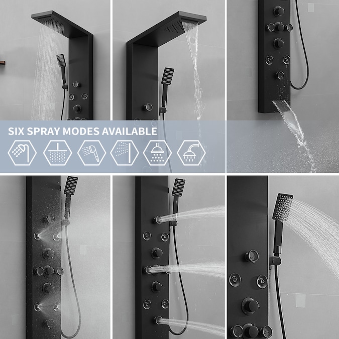 BWE Black-without Temperature Display 8-in Shower Tower System with 3-way Diverter - Image 3