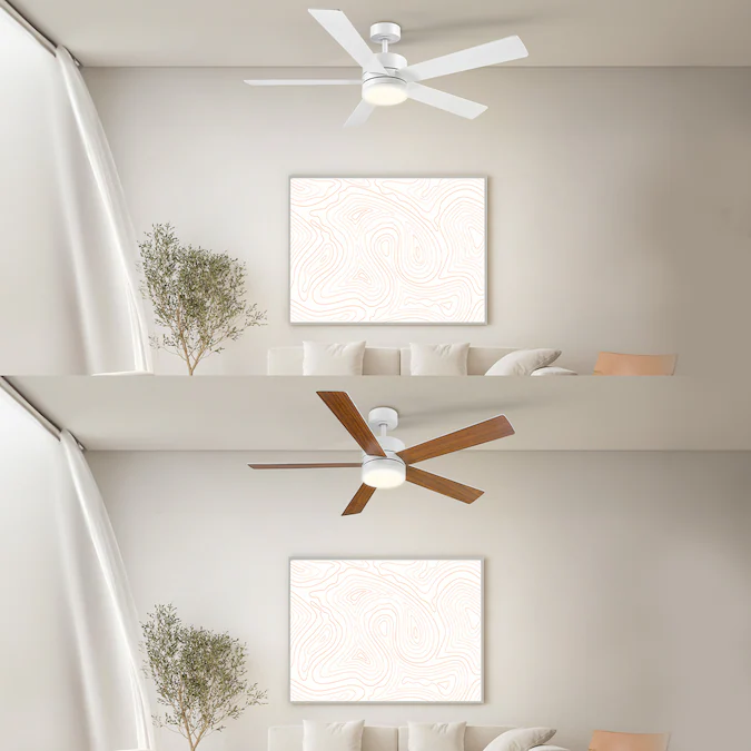 Globe Electric Dayton 52-in Color-Changing Integrated LED Outdoor Smart White with White Blades Ceiling Fan With Light - Remote Included ( 5 -Blade )