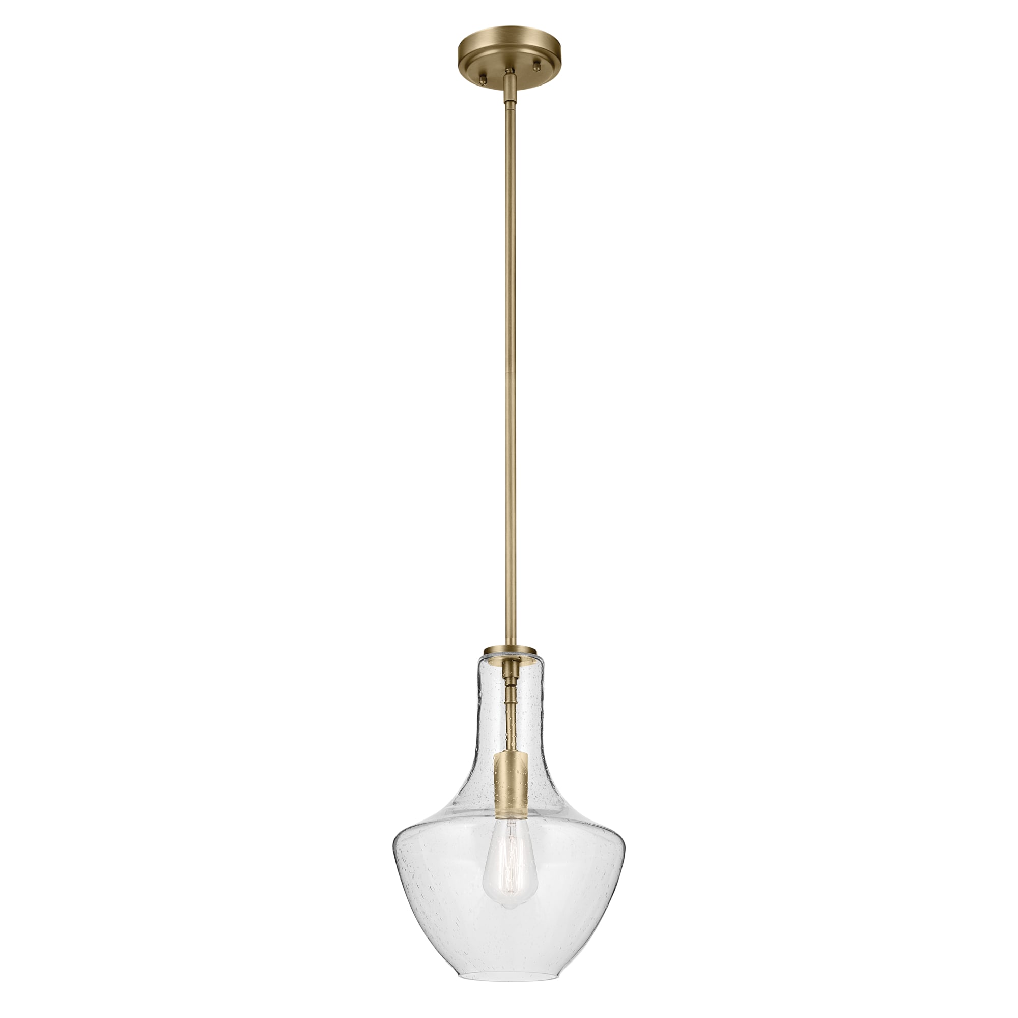 Everly 1 -Light Natural Brass Modern/contemporary Seeded glass Teardrop Medium Hanging Pendant light