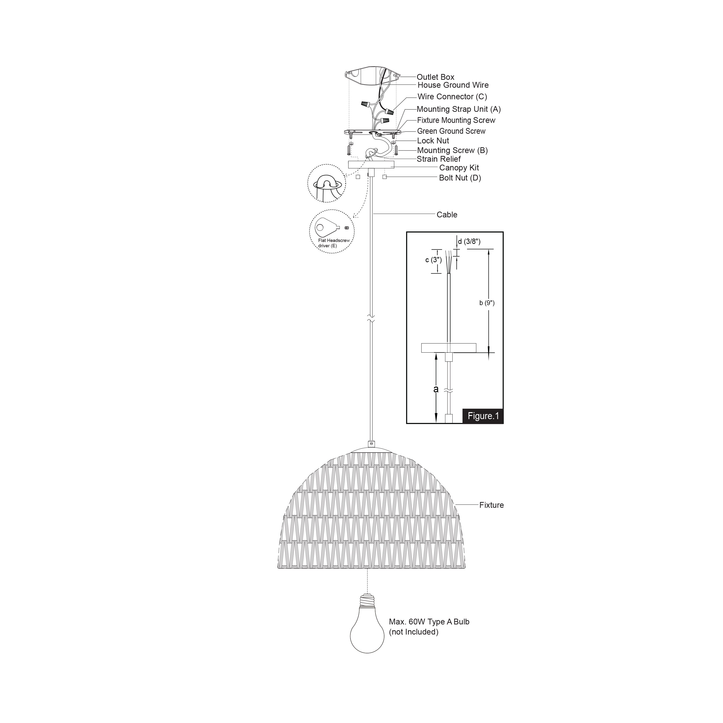 Nassau 1 -Light Matte Black Transitional Dome Medium Hanging Pendant light - Image 13