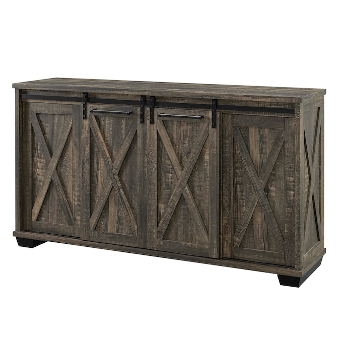 Muskoka 58-in W Rustic Brown TV Stand with Fan-forced Flat Wall Electric Fireplace with Remote Control Included - Image 2