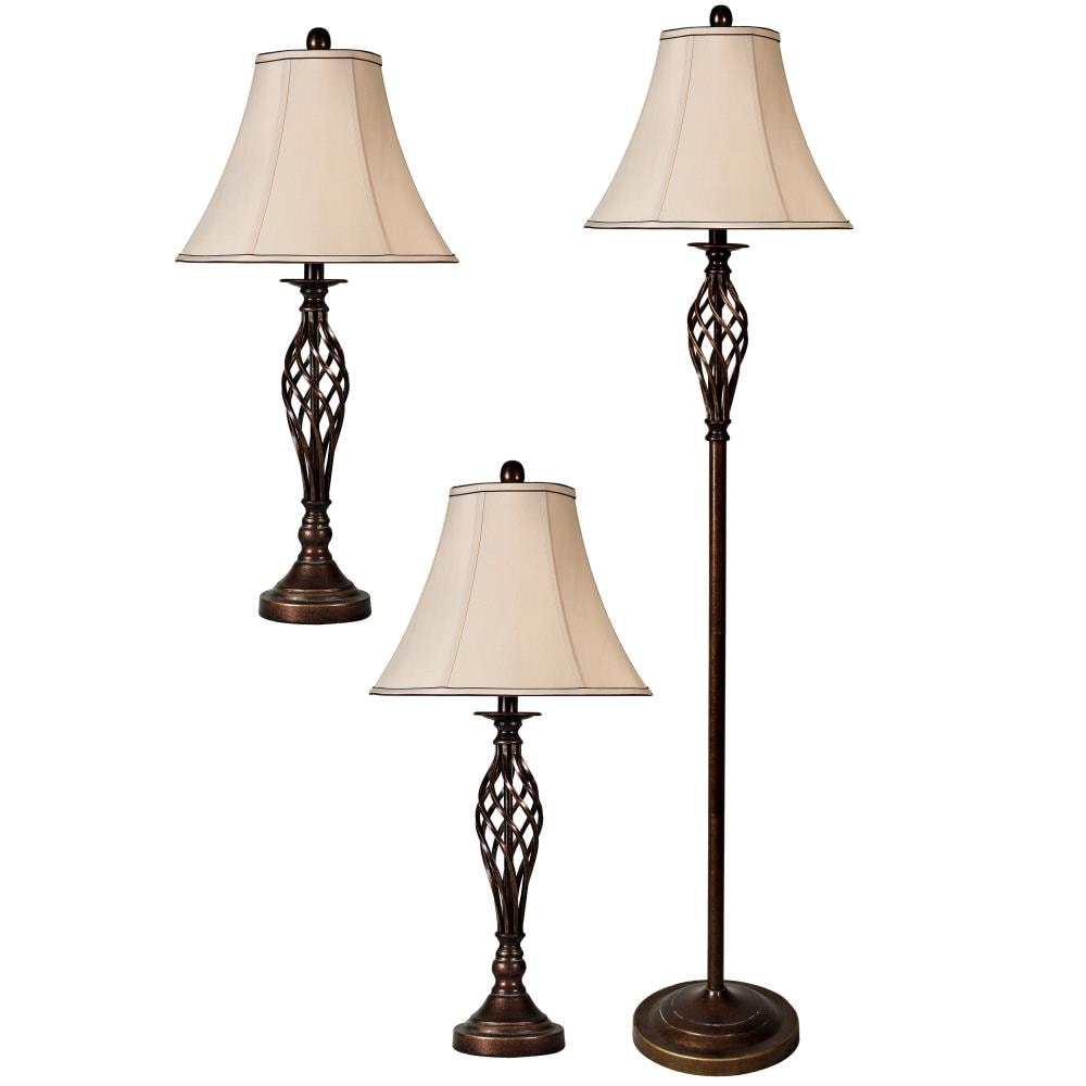 61.0-in Barclay Brass 3-way Table Lamp with Linen Shade 3 -Set